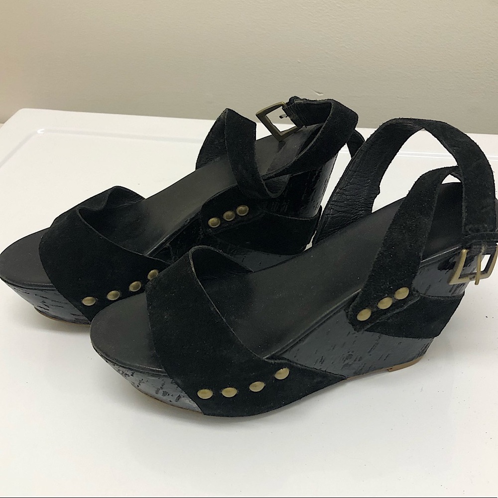 Black suede Ash strappy sandles with bronze studs